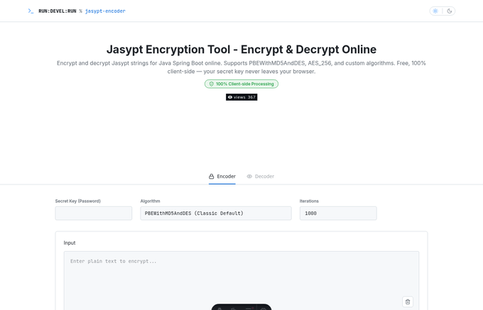 Jasypt Encoder - 바이브 코딩으로 만든 Jasypt 암호화 도구